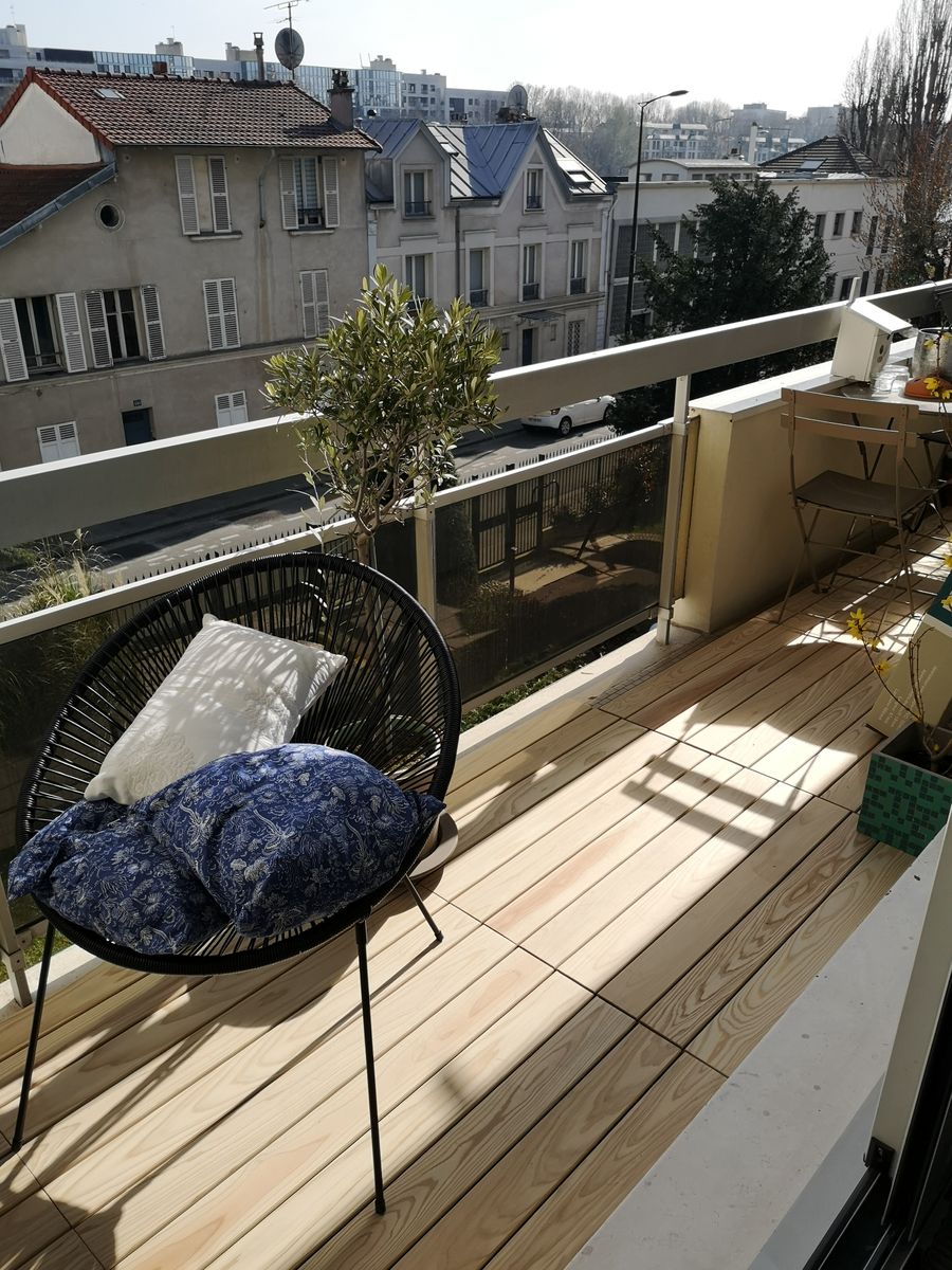 realisation terrasse clipsable pour balcon en cèdre