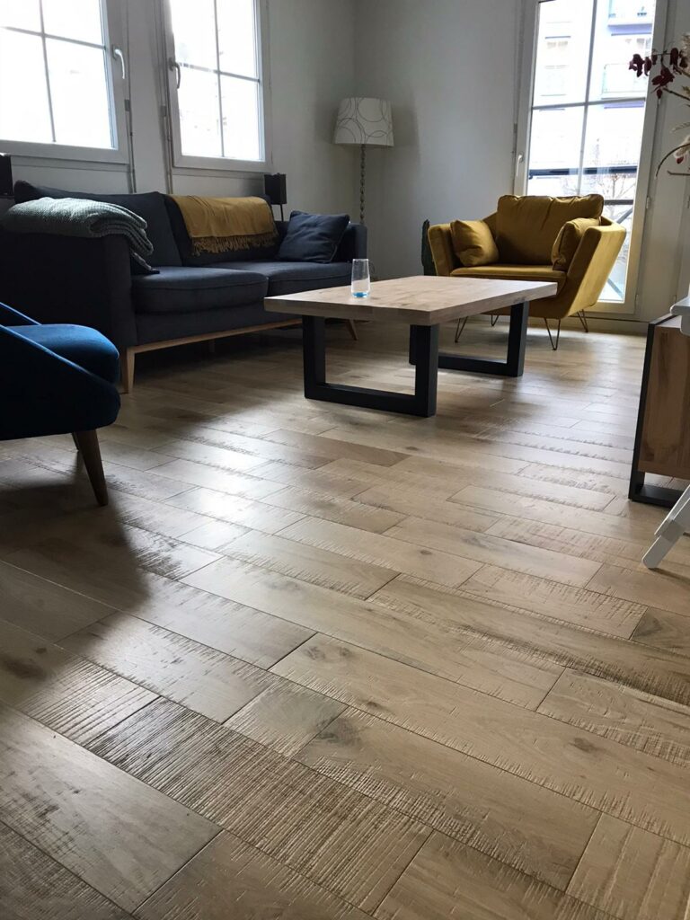 realisation parquet chene massif brut de sciage huilé
