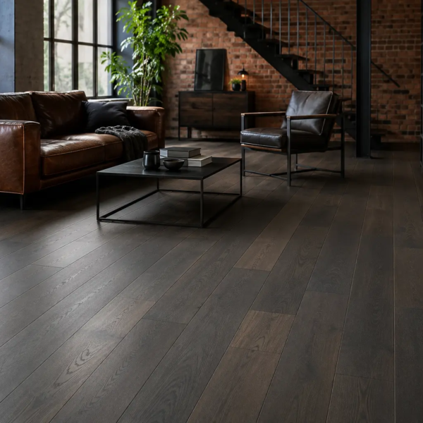 Parquet chêne massif foncé – 18 x 150 mm – Vésuve