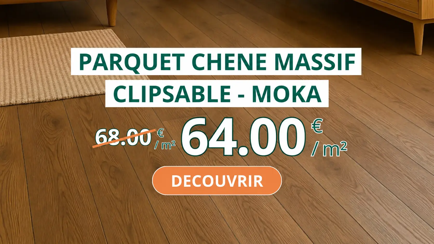 PARQUET CHENE MASSIF CLIPSABLE - Moka - PROMO