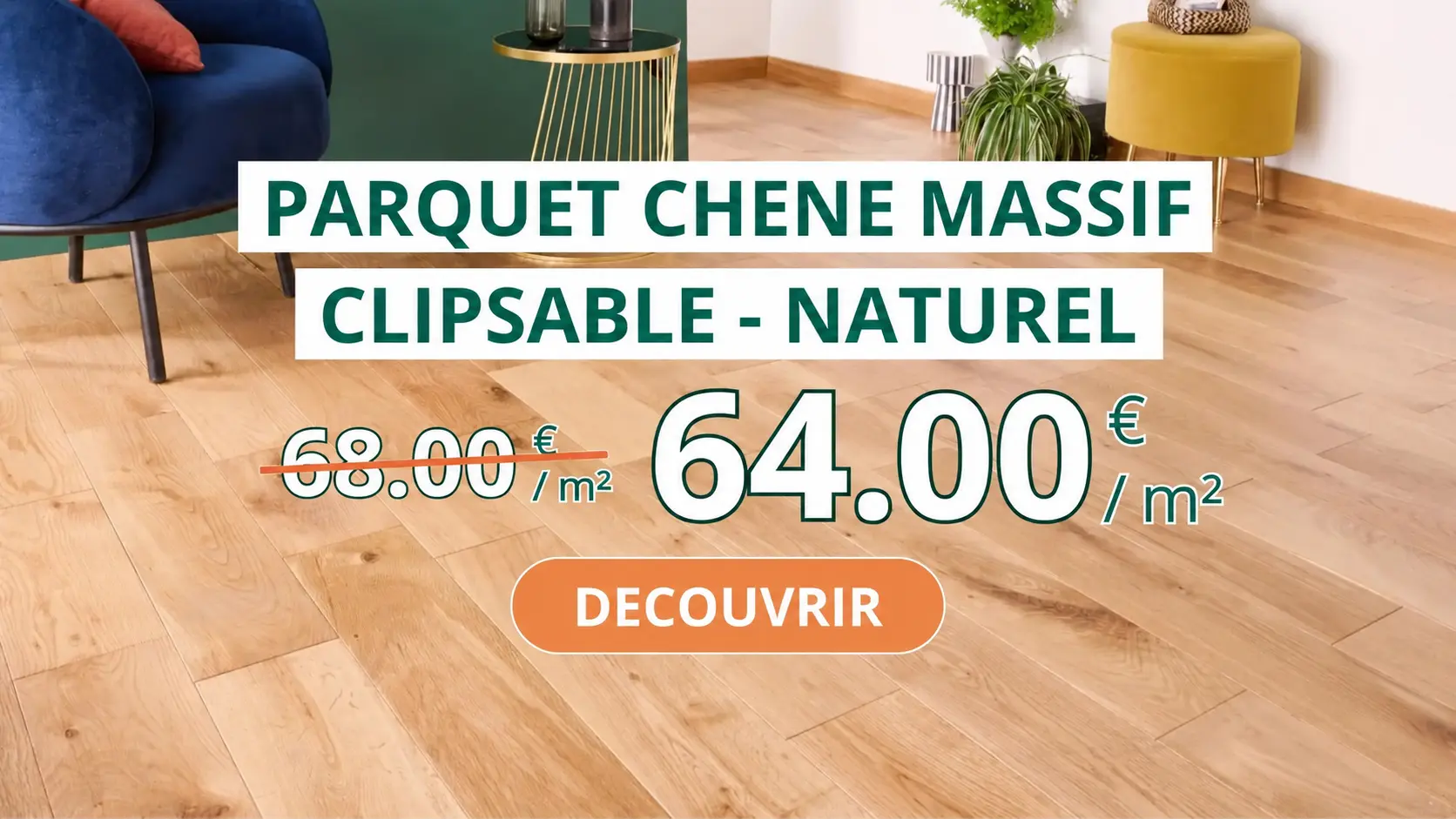 PARQUET CHENE MASSIF CLIPSABLE - NATUREL - PROMO