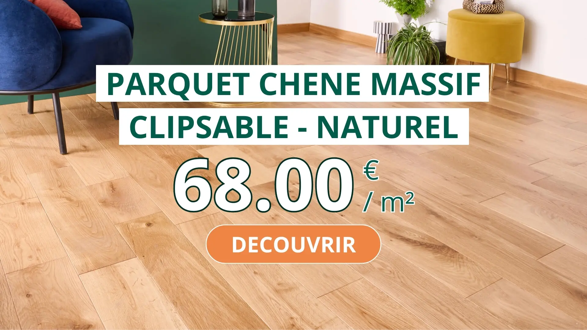 PARQUET CHENE MASSIF CLIPSABLE - NATUREL